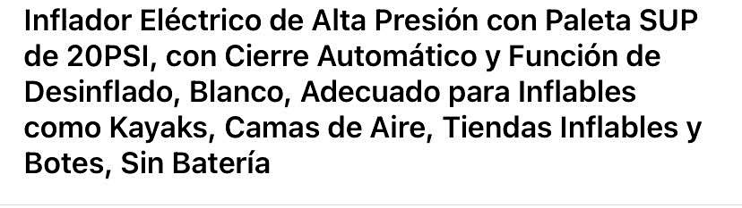 Inflador de tabla de paddle