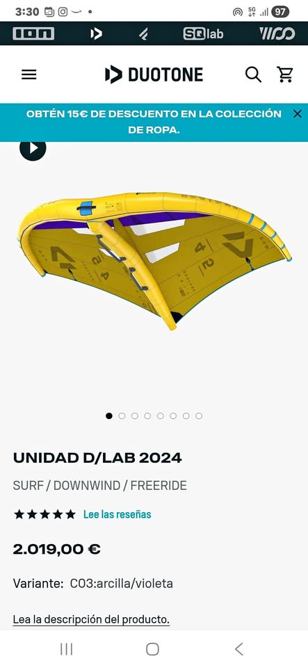 Wingfoil second-hand kitesurf equipment